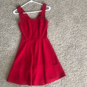 red skater dress